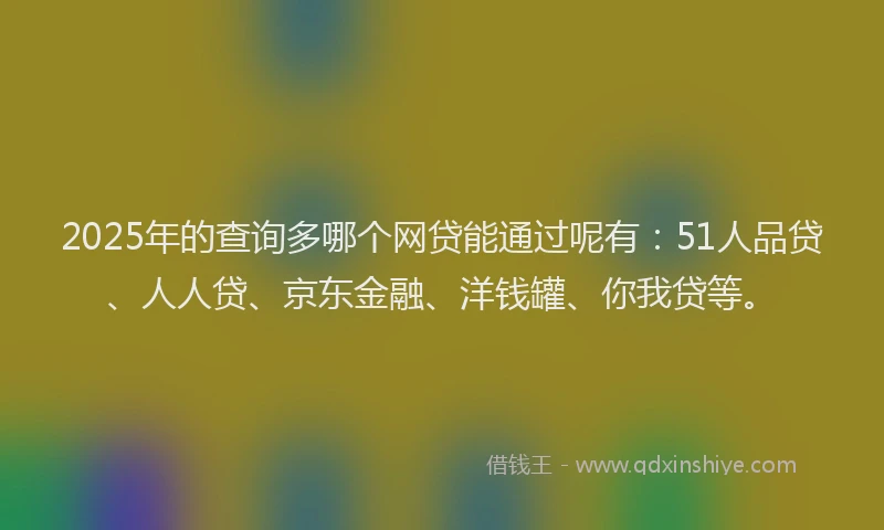 2025年的查询多哪个网贷能通过呢有：51人品贷、人人贷、京东金融、洋钱罐、你我贷等。