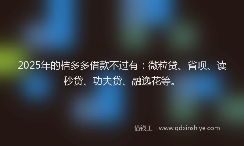 2025年的桔多多借款不过有：微粒贷、省呗、读秒贷、功夫贷、融逸花等。