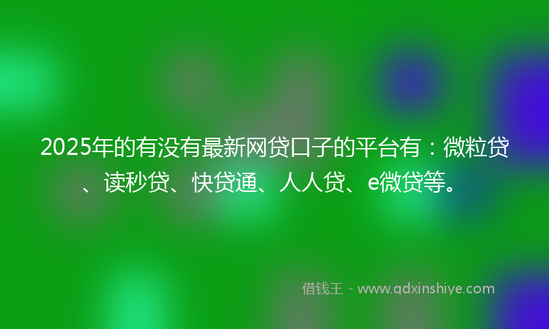 2025年的有没有最新网贷口子的平台有：微粒贷、读秒贷、快贷通、人人贷、e微贷等。