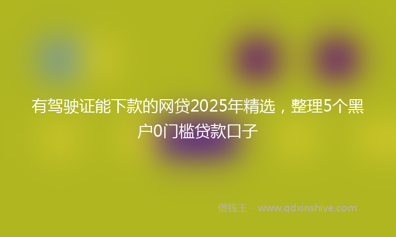 有驾驶证能下款的网贷2025年精选，整理5个黑户0门槛贷款口子