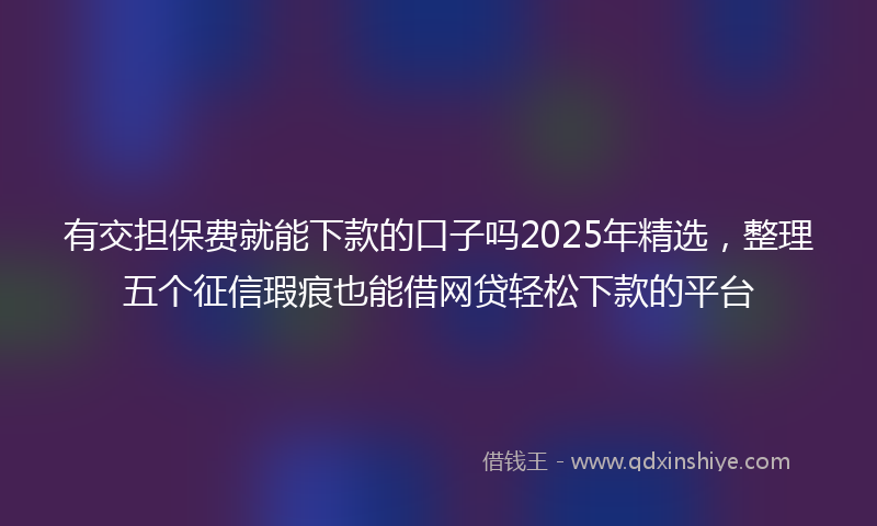 有交担保费就能下款的口子吗2025年精选，整理五个征信瑕疵也能借网贷轻松下款的平台