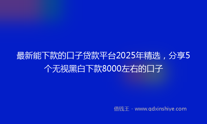 最新能下款的口子贷款平台2025年精选，分享5个无视黑白下款8000左右的口子