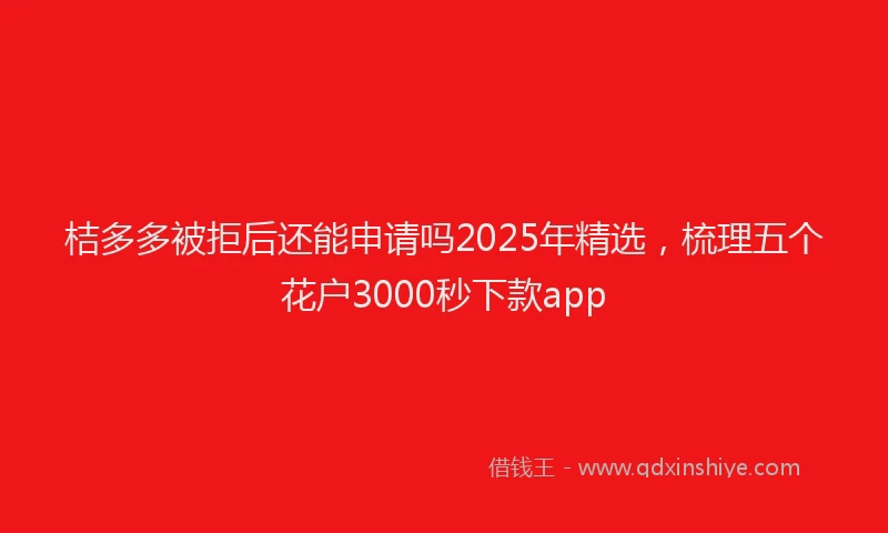 桔多多被拒后还能申请吗2025年精选，梳理五个花户3000秒下款app