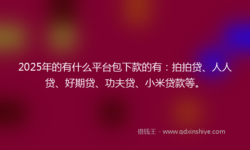 2025年的有什么平台包下款的有：拍拍贷、人人贷、好期贷、功夫贷、小米贷款等。