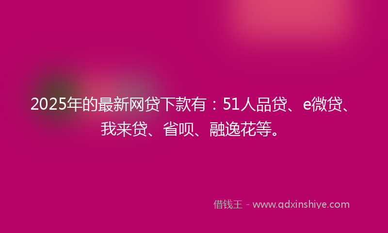2025年的最新网贷下款有：51人品贷、e微贷、我来贷、省呗、融逸花等。
