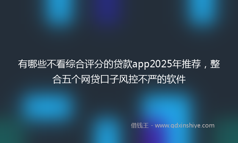 有哪些不看综合评分的贷款app2025年推荐，整合五个网贷口子风控不严的软件