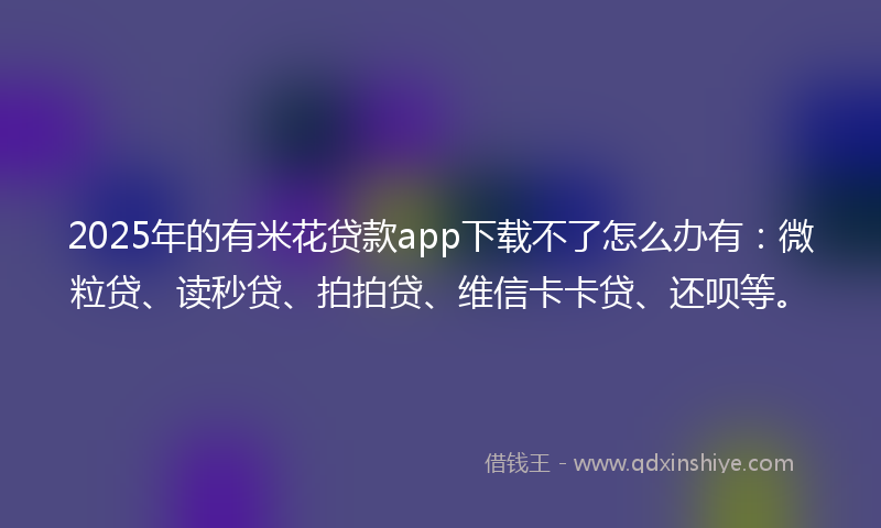 2025年的有米花贷款app下载不了怎么办有：微粒贷、读秒贷、拍拍贷、维信卡卡贷、还呗等。