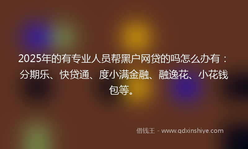 2025年的有专业人员帮黑户网贷的吗怎么办有：分期乐、快贷通、度小满金融、融逸花、小花钱包等。