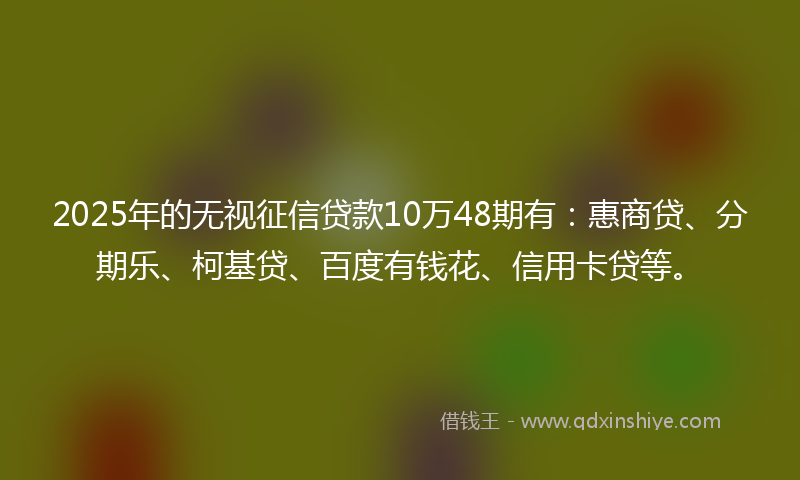 2025年的无视征信贷款10万48期有：惠商贷、分期乐、柯基贷、百度有钱花、信用卡贷等。