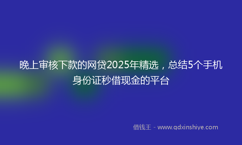 晚上审核下款的网贷2025年精选，总结5个手机身份证秒借现金的平台
