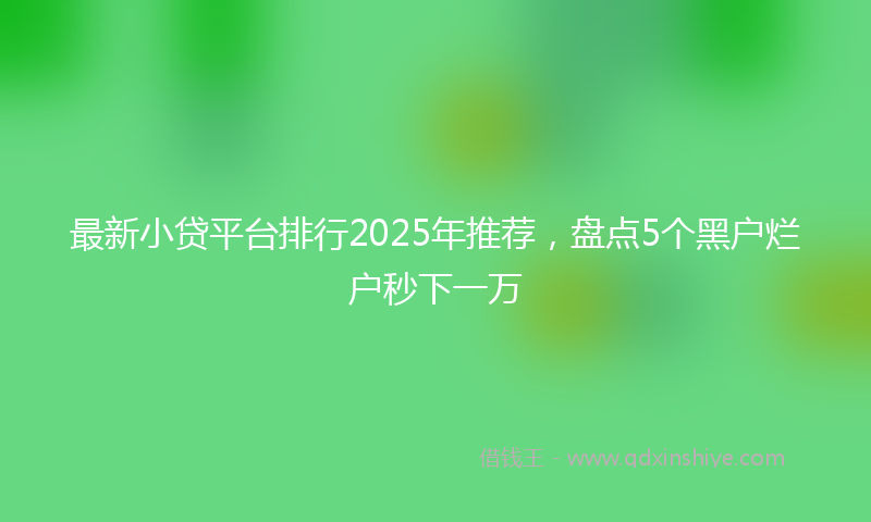 最新小贷平台排行2025年推荐，盘点5个黑户烂户秒下一万
