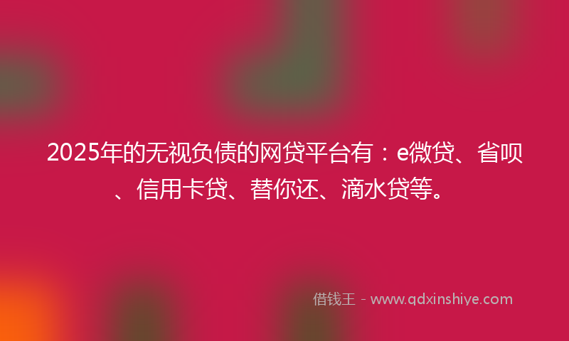 2025年的无视负债的网贷平台有：e微贷、省呗、信用卡贷、替你还、滴水贷等。