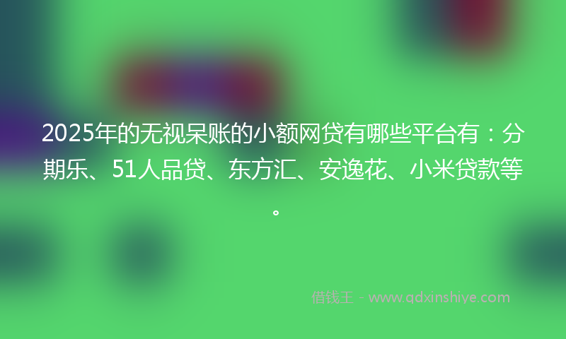 2025年的无视呆账的小额网贷有哪些平台有：分期乐、51人品贷、东方汇、安逸花、小米贷款等。