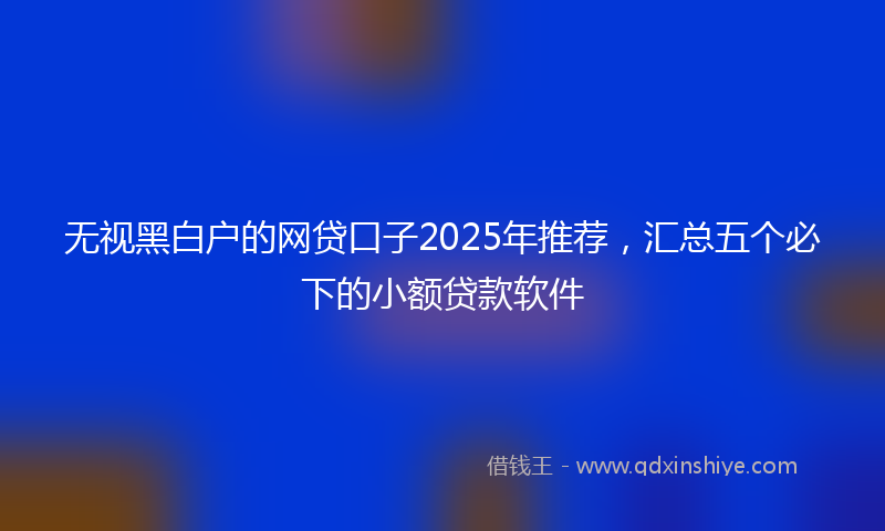 无视黑白户的网贷口子2025年推荐，汇总五个必下的小额贷款软件
