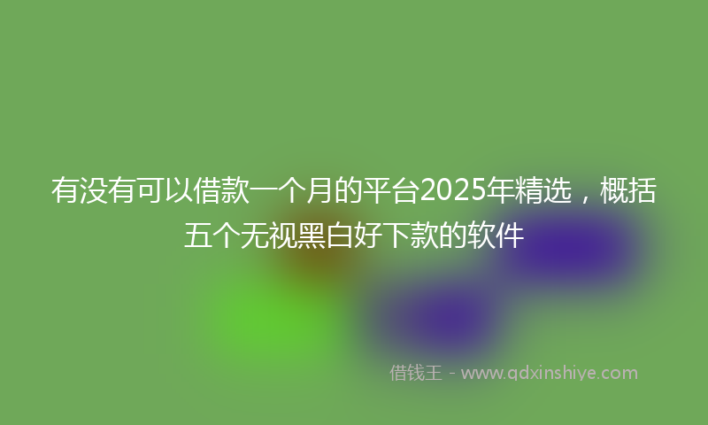 有没有可以借款一个月的平台2025年精选，概括五个无视黑白好下款的软件