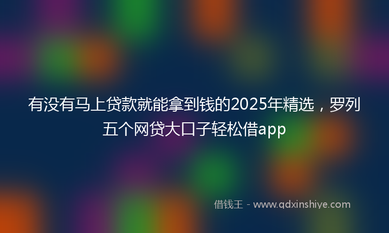 有没有马上贷款就能拿到钱的2025年精选，罗列五个网贷大口子轻松借app