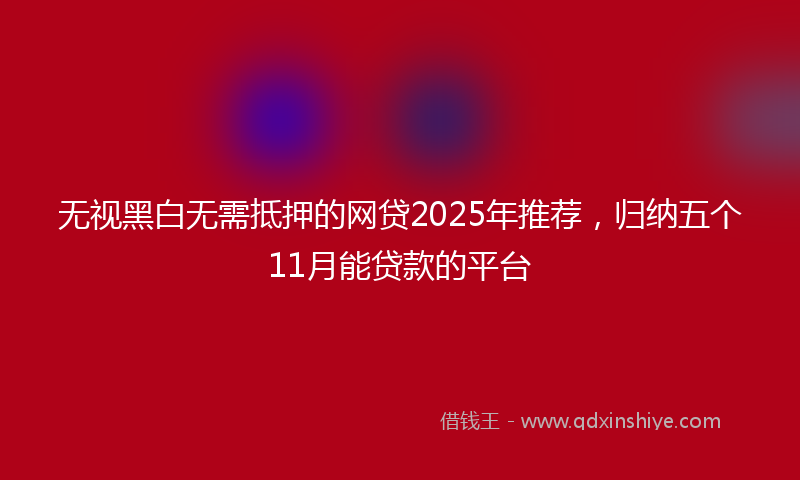 无视黑白无需抵押的网贷2025年推荐，归纳五个11月能贷款的平台