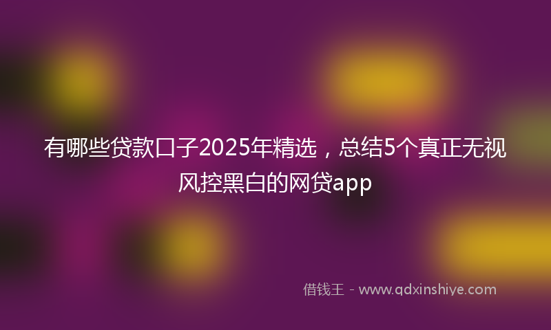 有哪些贷款口子2025年精选，总结5个真正无视风控黑白的网贷app