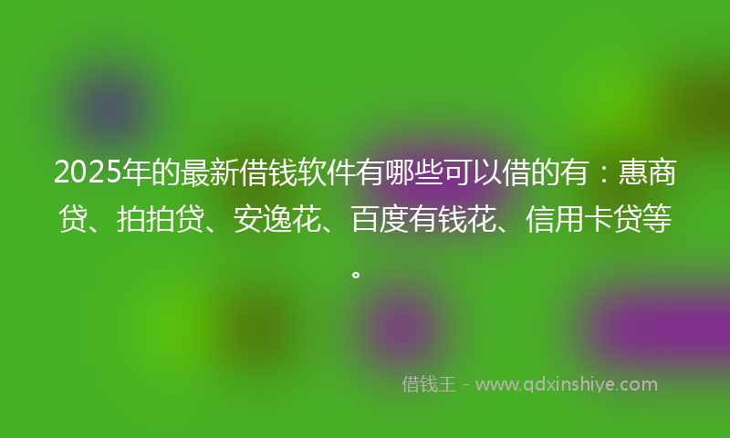 2025年的最新借钱软件有哪些可以借的有：惠商贷、拍拍贷、安逸花、百度有钱花、信用卡贷等。