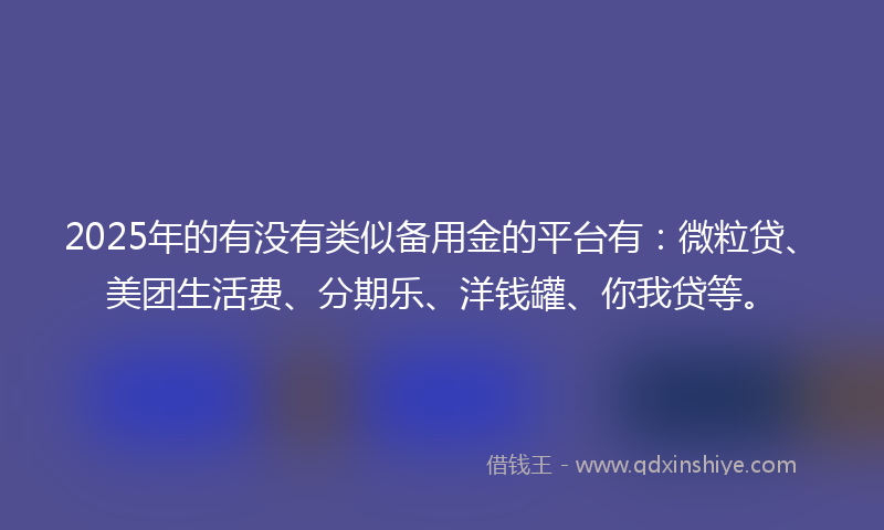 2025年的有没有类似备用金的平台有：微粒贷、美团生活费、分期乐、洋钱罐、你我贷等。