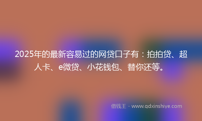 2025年的最新容易过的网贷口子有：拍拍贷、超人卡、e微贷、小花钱包、替你还等。