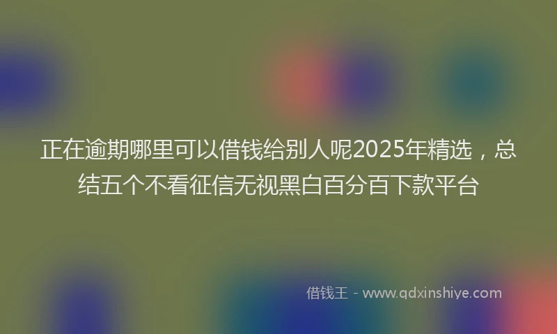 正在逾期哪里可以借钱给别人呢2025年精选，总结五个不看征信无视黑白百分百下款平台
