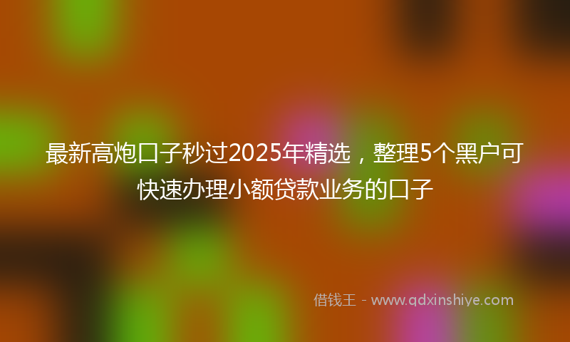 最新高炮口子秒过2025年精选，整理5个黑户可快速办理小额贷款业务的口子