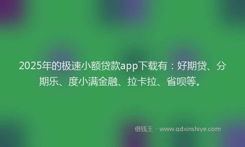 2025年的极速小额贷款app下载有：好期贷、分期乐、度小满金融、拉卡拉、省呗等。