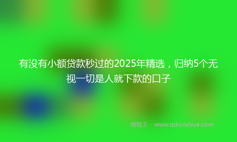 有没有小额贷款秒过的2025年精选，归纳5个无视一切是人就下款的口子