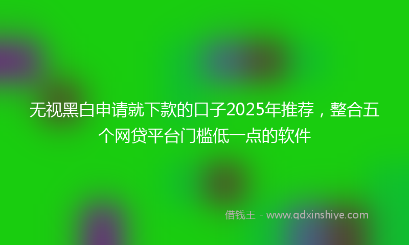 无视黑白申请就下款的口子2025年推荐，整合五个网贷平台门槛低一点的软件