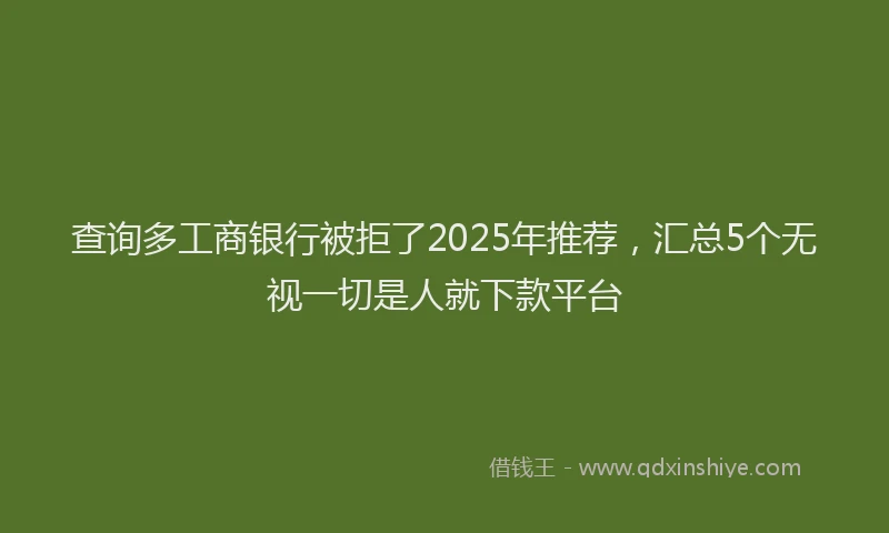 查询多工商银行被拒了2025年推荐，汇总5个无视一切是人就下款平台