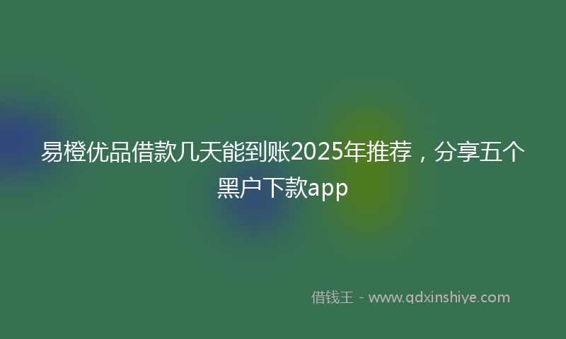 易橙优品借款几天能到账2025年推荐，分享五个黑户下款app