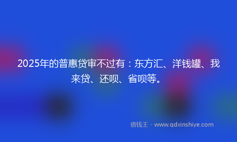 2025年的普惠贷审不过有：东方汇、洋钱罐、我来贷、还呗、省呗等。