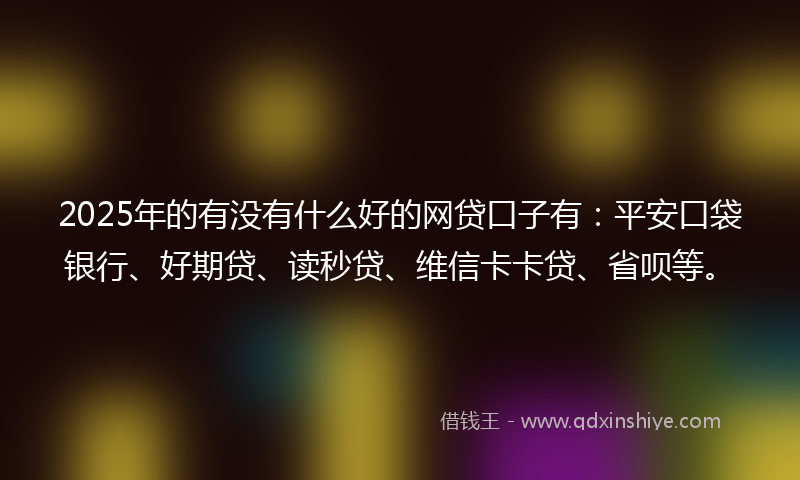2025年的有没有什么好的网贷口子有：平安口袋银行、好期贷、读秒贷、维信卡卡贷、省呗等。