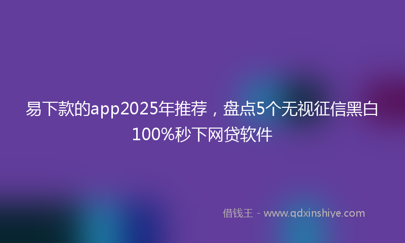 易下款的app2025年推荐，盘点5个无视征信黑白100%秒下网贷软件