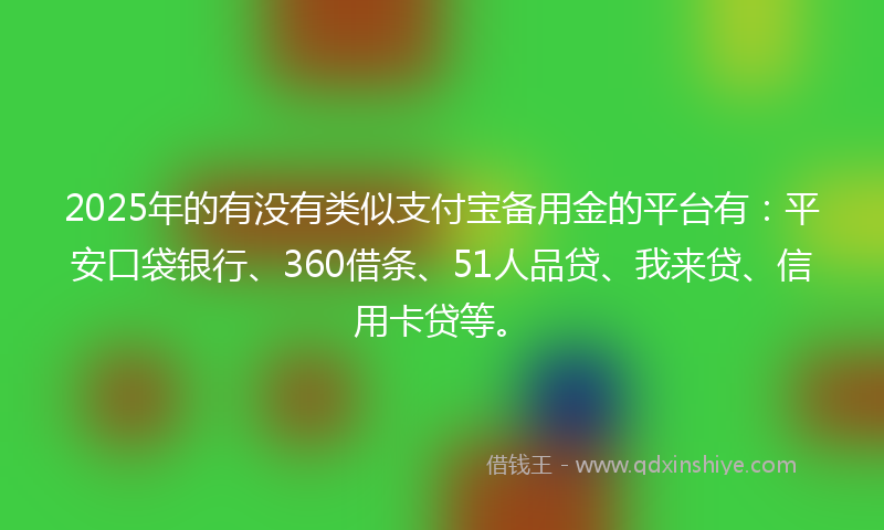 2025年的有没有类似支付宝备用金的平台有：平安口袋银行、360借条、51人品贷、我来贷、信用卡贷等。