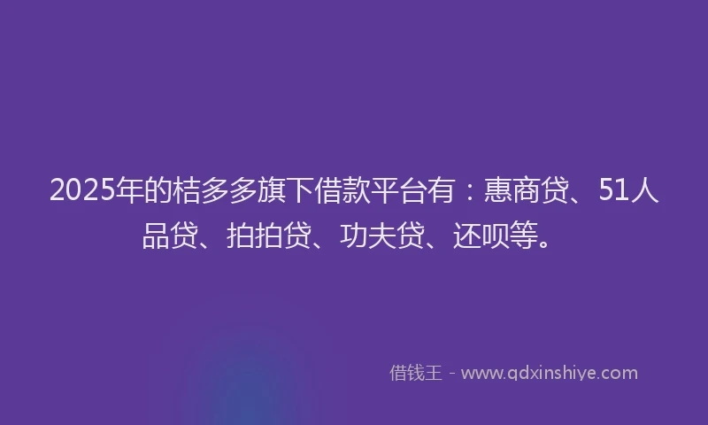 2025年的桔多多旗下借款平台有：惠商贷、51人品贷、拍拍贷、功夫贷、还呗等。