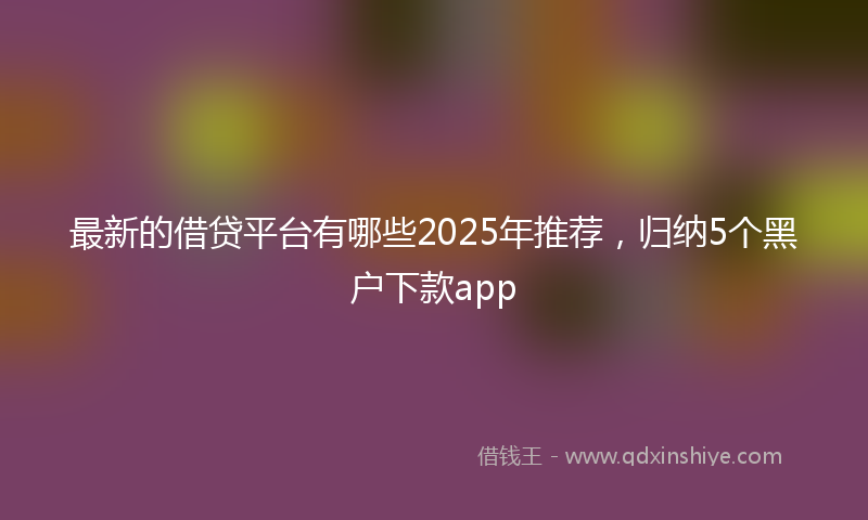 最新的借贷平台有哪些2025年推荐，归纳5个黑户下款app