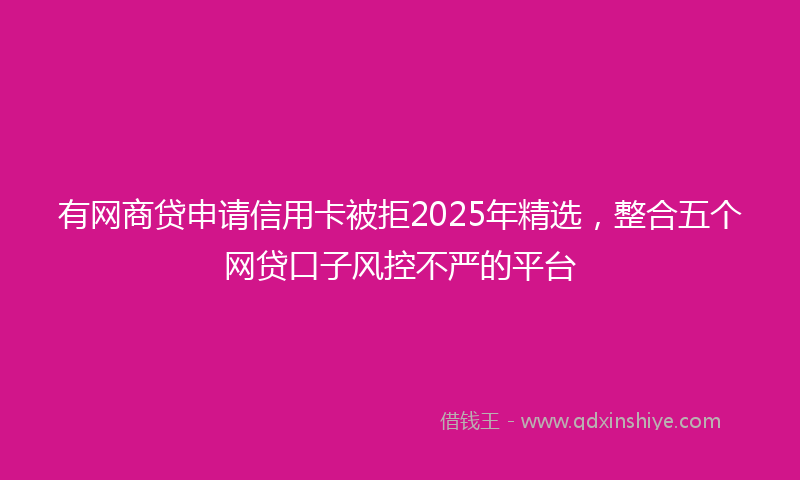 有网商贷申请信用卡被拒2025年精选，整合五个网贷口子风控不严的平台