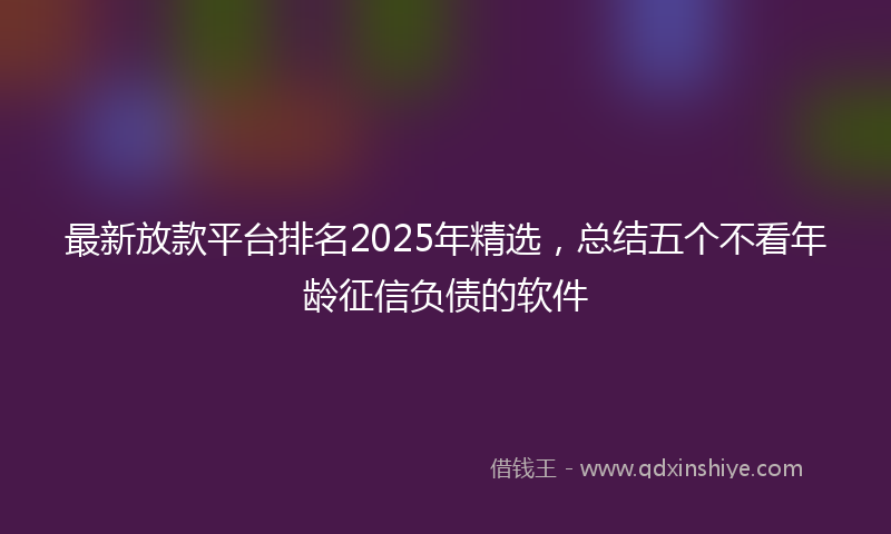 最新放款平台排名2025年精选，总结五个不看年龄征信负债的软件
