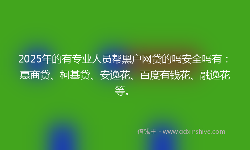 2025年的有专业人员帮黑户网贷的吗安全吗有：惠商贷、柯基贷、安逸花、百度有钱花、融逸花等。