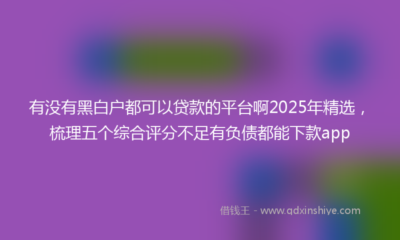 有没有黑白户都可以贷款的平台啊2025年精选，梳理五个综合评分不足有负债都能下款app