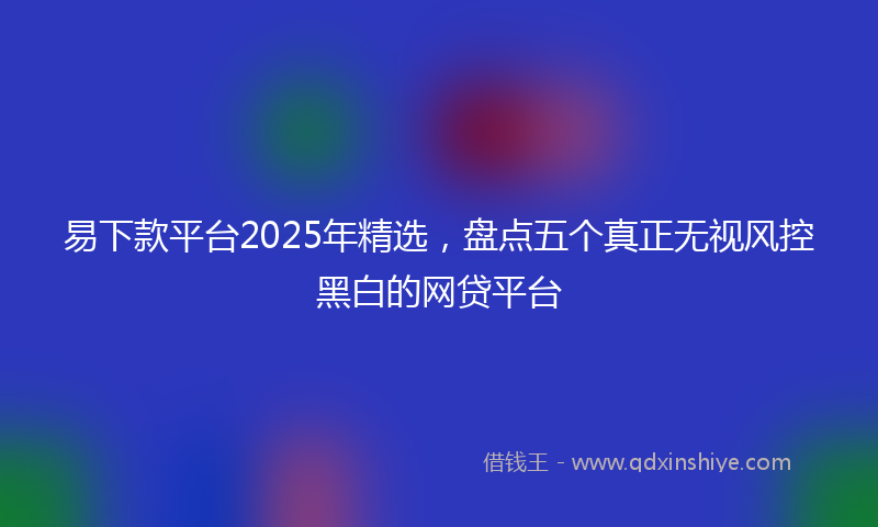 易下款平台2025年精选，盘点五个真正无视风控黑白的网贷平台