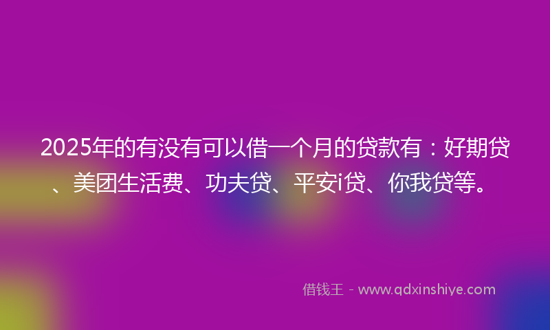 2025年的有没有可以借一个月的贷款有：好期贷、美团生活费、功夫贷、平安i贷、你我贷等。