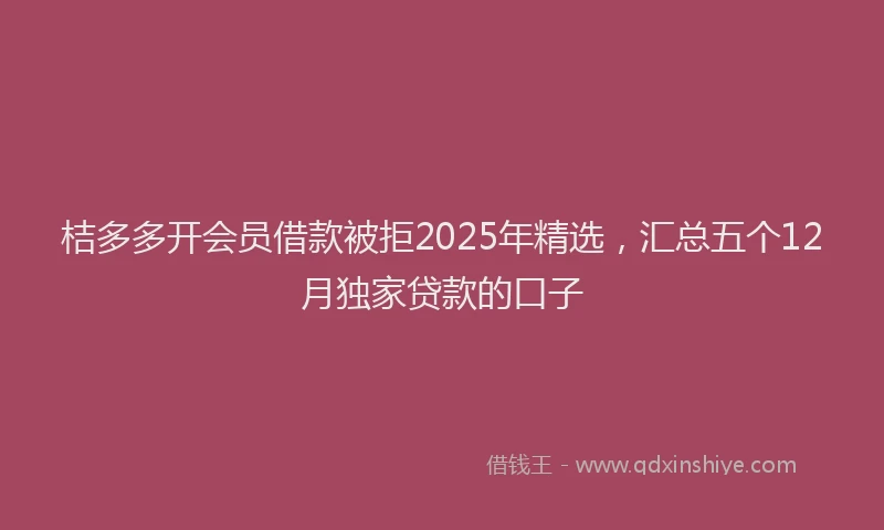 桔多多开会员借款被拒2025年精选，汇总五个12月独家贷款的口子