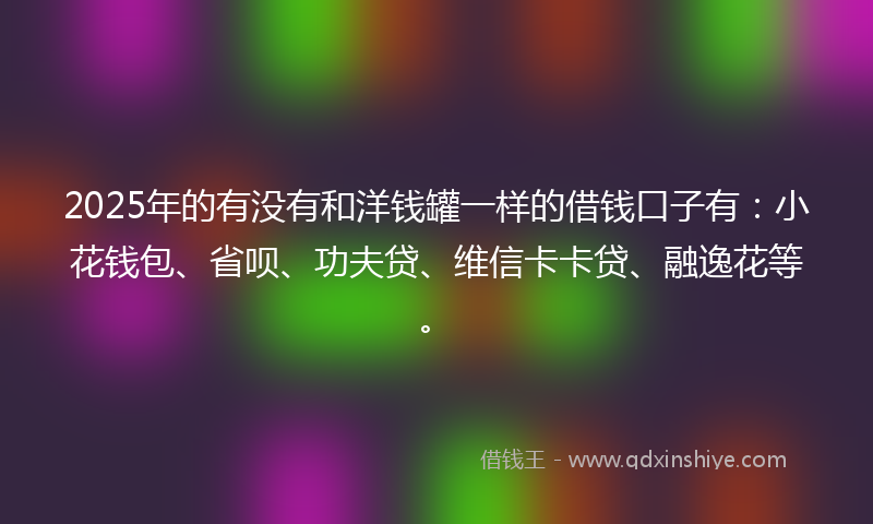 2025年的有没有和洋钱罐一样的借钱口子有：小花钱包、省呗、功夫贷、维信卡卡贷、融逸花等。