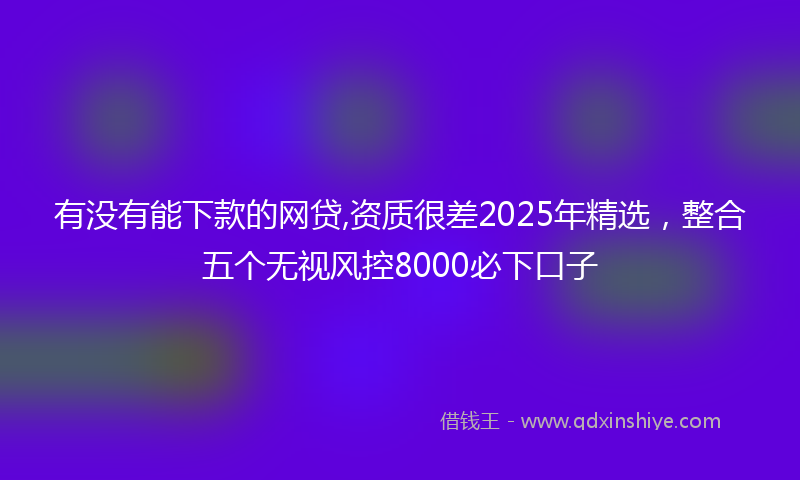 有没有能下款的网贷,资质很差2025年精选，整合五个无视风控8000必下口子
