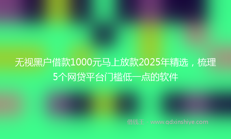 无视黑户借款1000元马上放款2025年精选，梳理5个网贷平台门槛低一点的软件