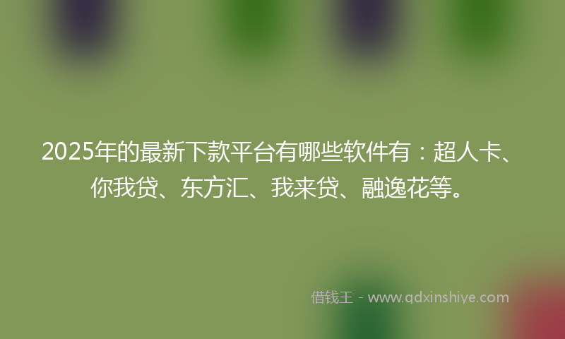 2025年的最新下款平台有哪些软件有：超人卡、你我贷、东方汇、我来贷、融逸花等。