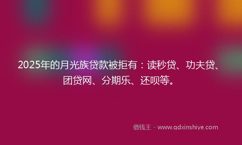 2025年的月光族贷款被拒有：读秒贷、功夫贷、团贷网、分期乐、还呗等。